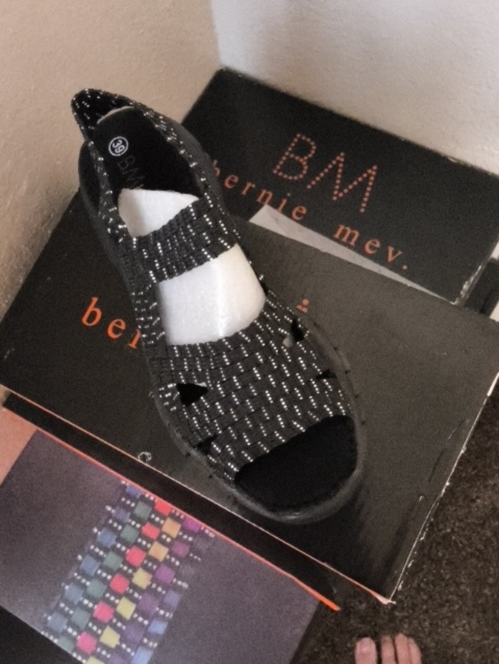 bernie mev. Kids Black Stretch Sparkle Sandals